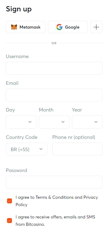 BitCasino.io Registration